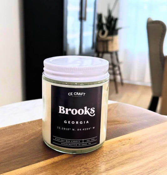 City and Coordinates Vanilla Oak Candle