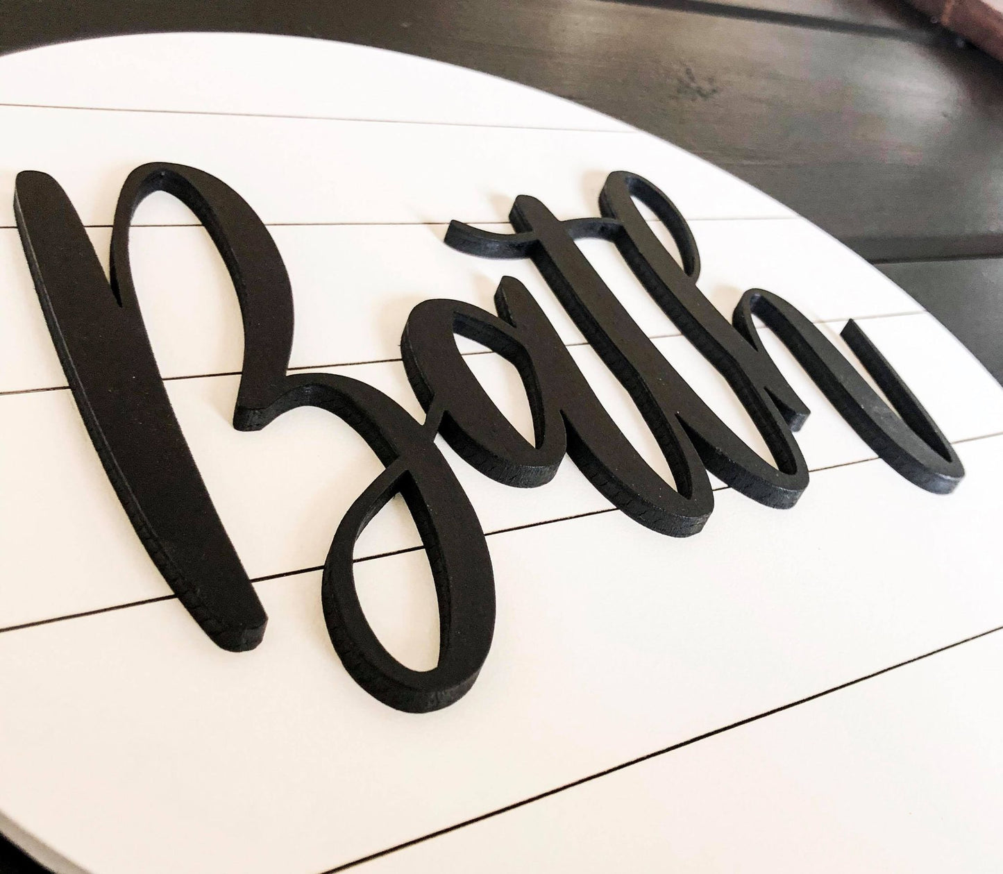 Round Bath Faux Shiplap Sign