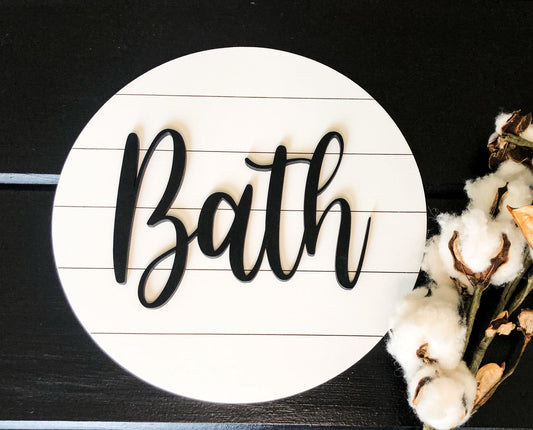Round Bath Faux Shiplap Sign