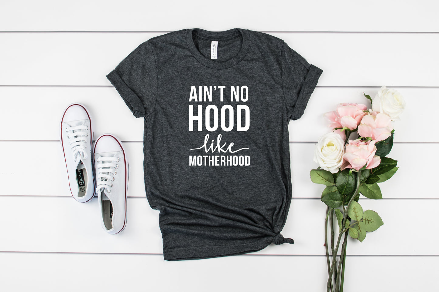 Ain't No Hood Like Motherhood Bella+Canvas Premium Graphic Tee