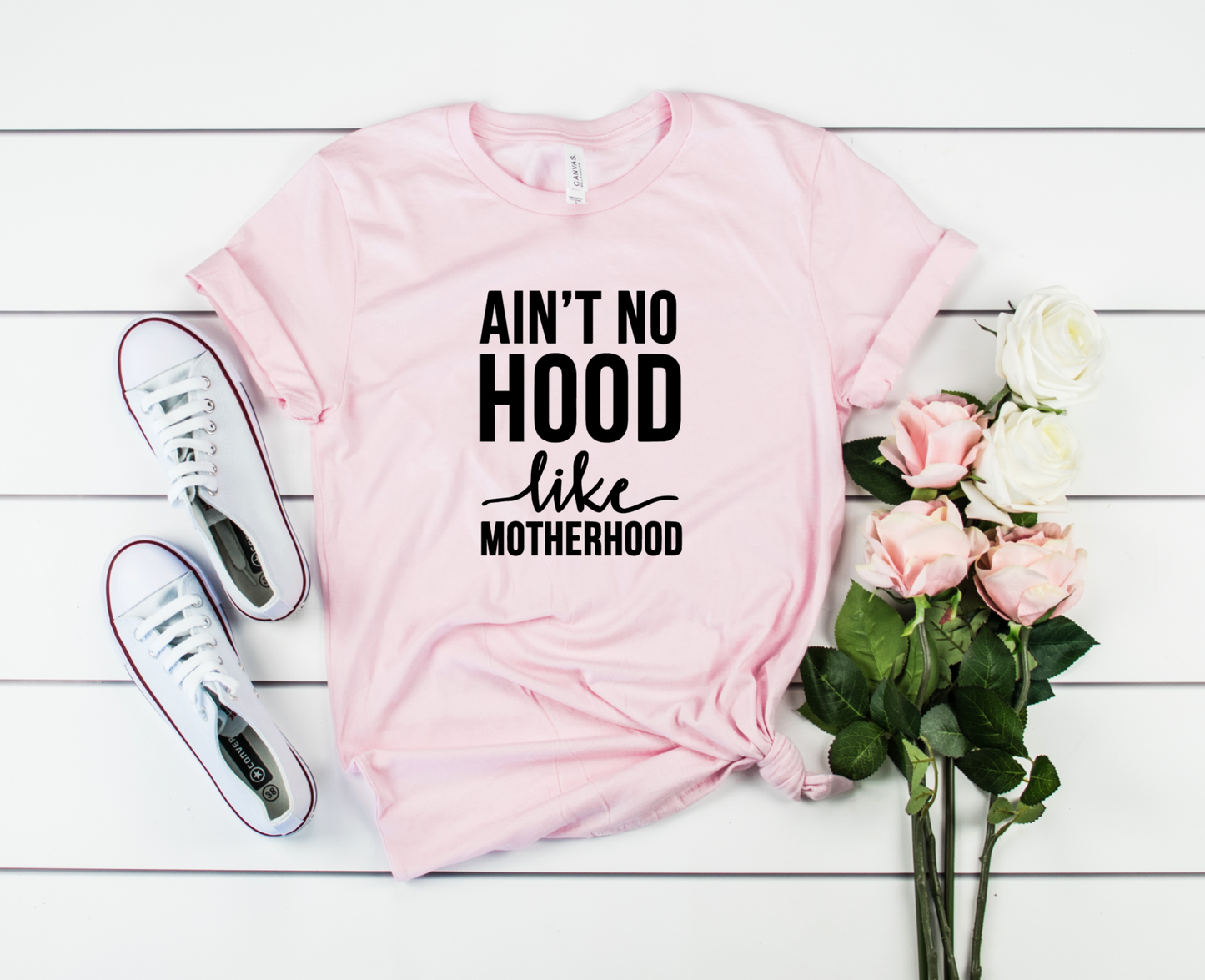 Ain't No Hood Like Motherhood Bella+Canvas Premium Graphic Tee