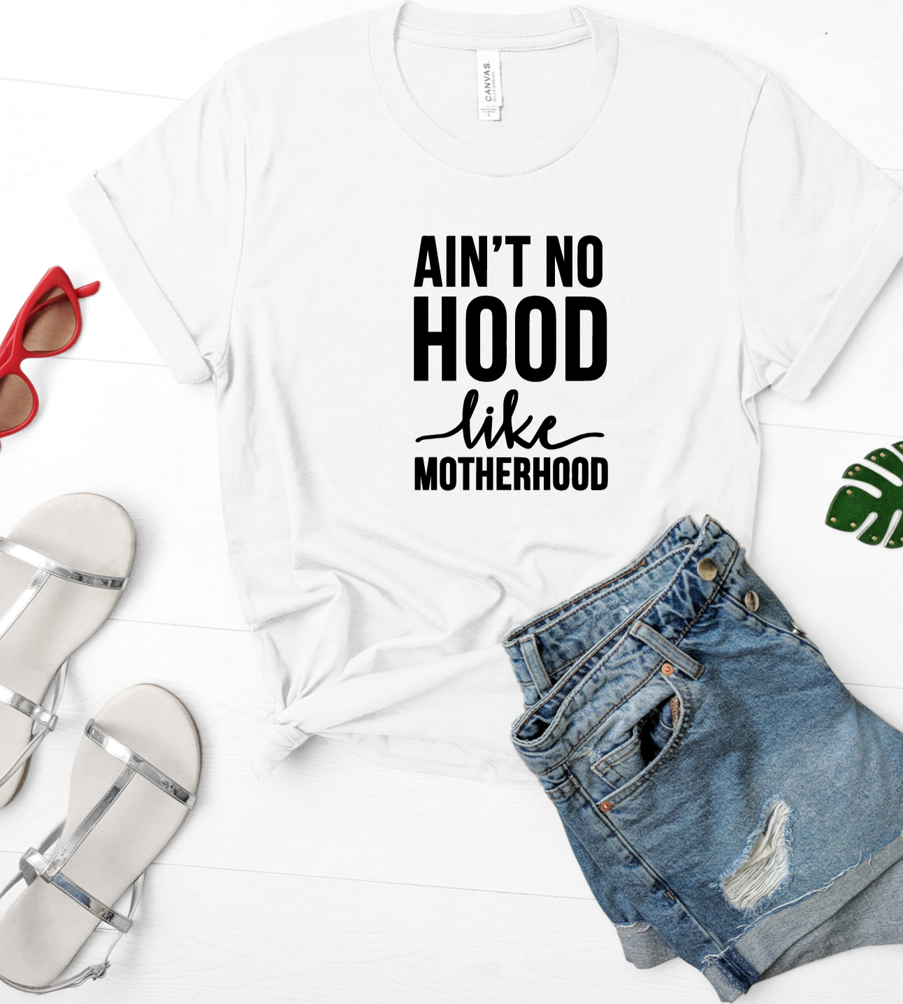 Ain't No Hood Like Motherhood Bella+Canvas Premium Graphic Tee