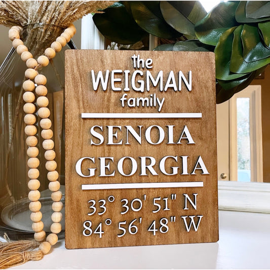 Family Coordinate Sign