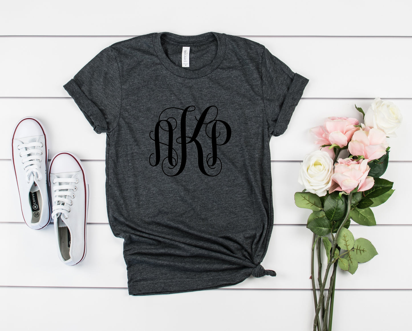 Cursive Monogram Customizable Bella+Canvas Premium Graphic Tee