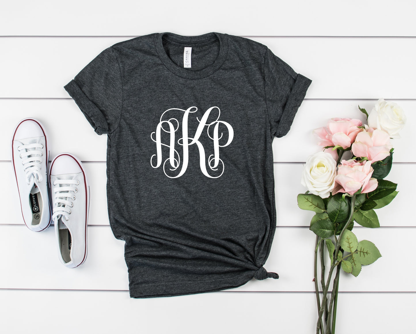 Cursive Monogram Customizable Bella+Canvas Premium Graphic Tee