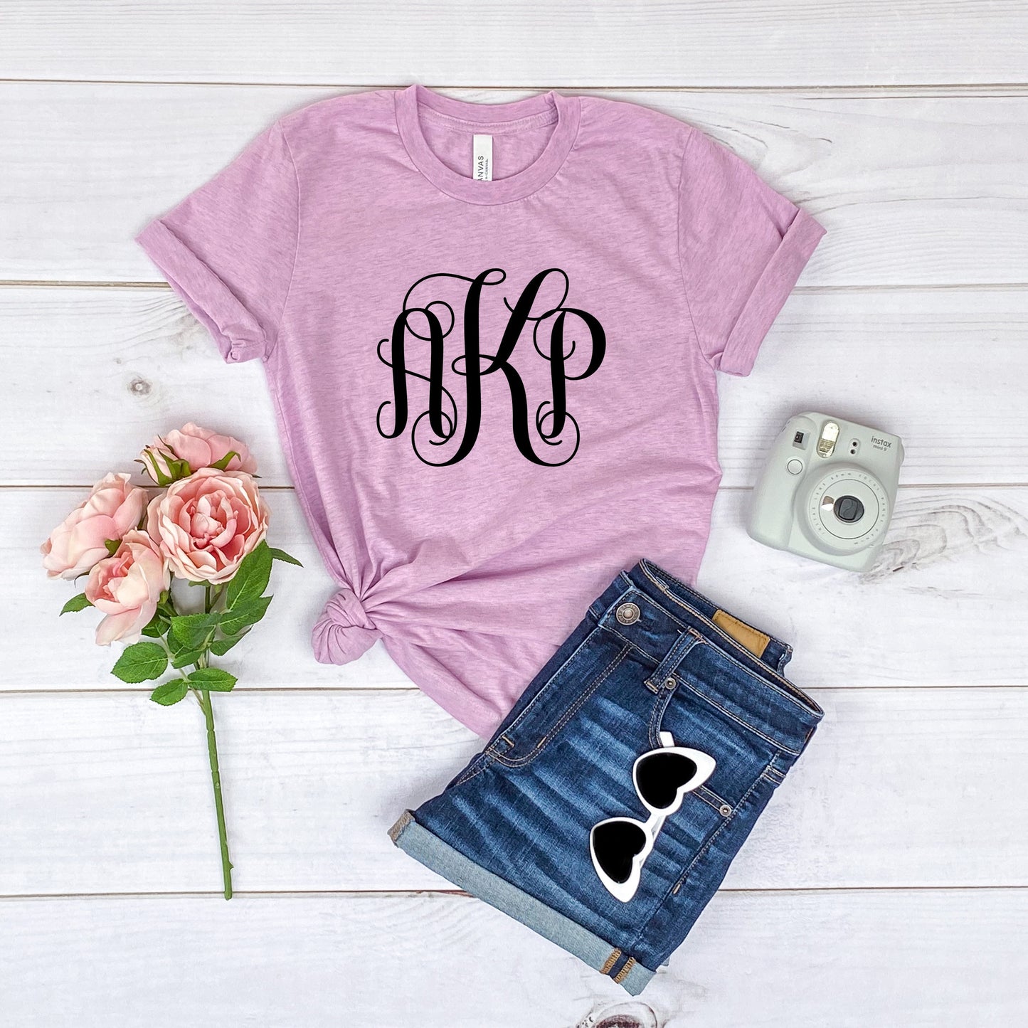 Cursive Monogram Customizable Bella+Canvas Premium Graphic Tee