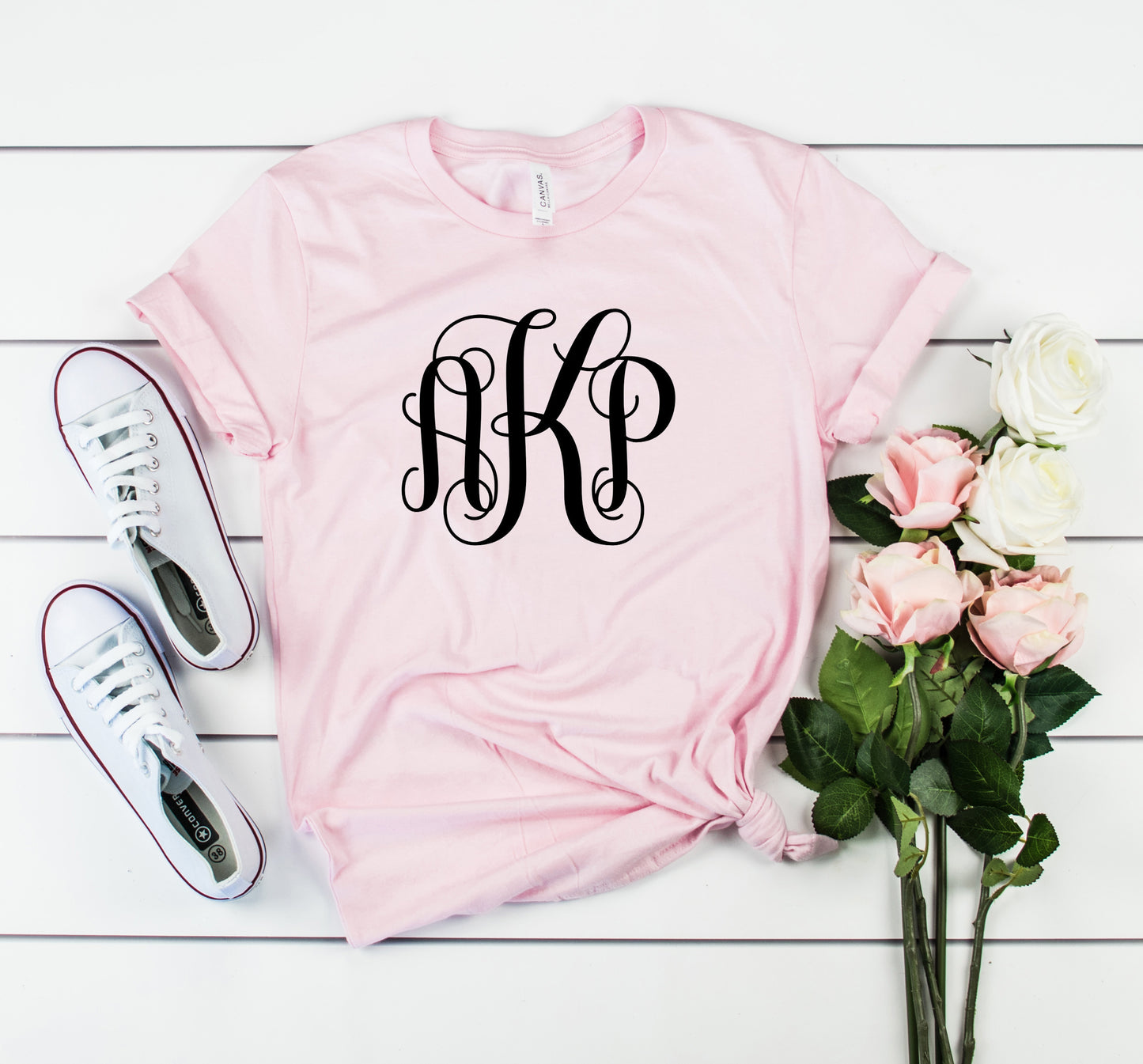 Cursive Monogram Customizable Bella+Canvas Premium Graphic Tee