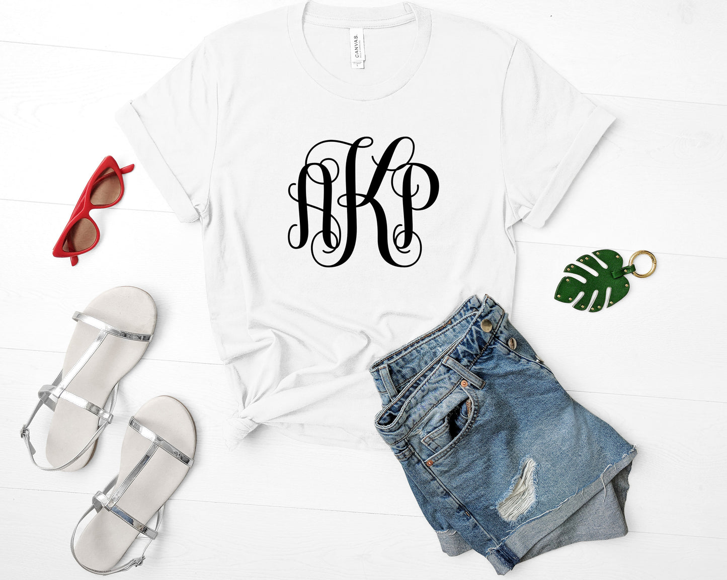 Cursive Monogram Customizable Bella+Canvas Premium Graphic Tee
