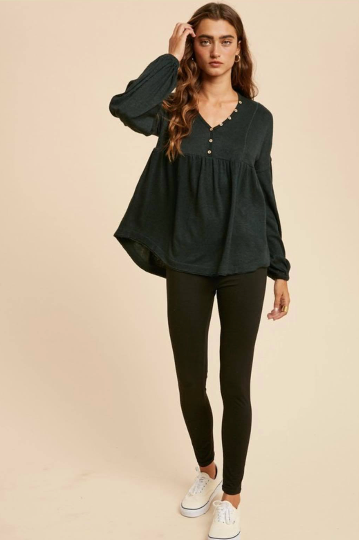 Isla Hunter Green Babydoll Blouse