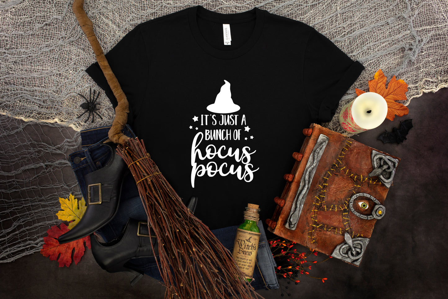 It's Just a Bunch of Hocus Pocus Halloween Collection Bella+Canvas Premium Graphic Tee
