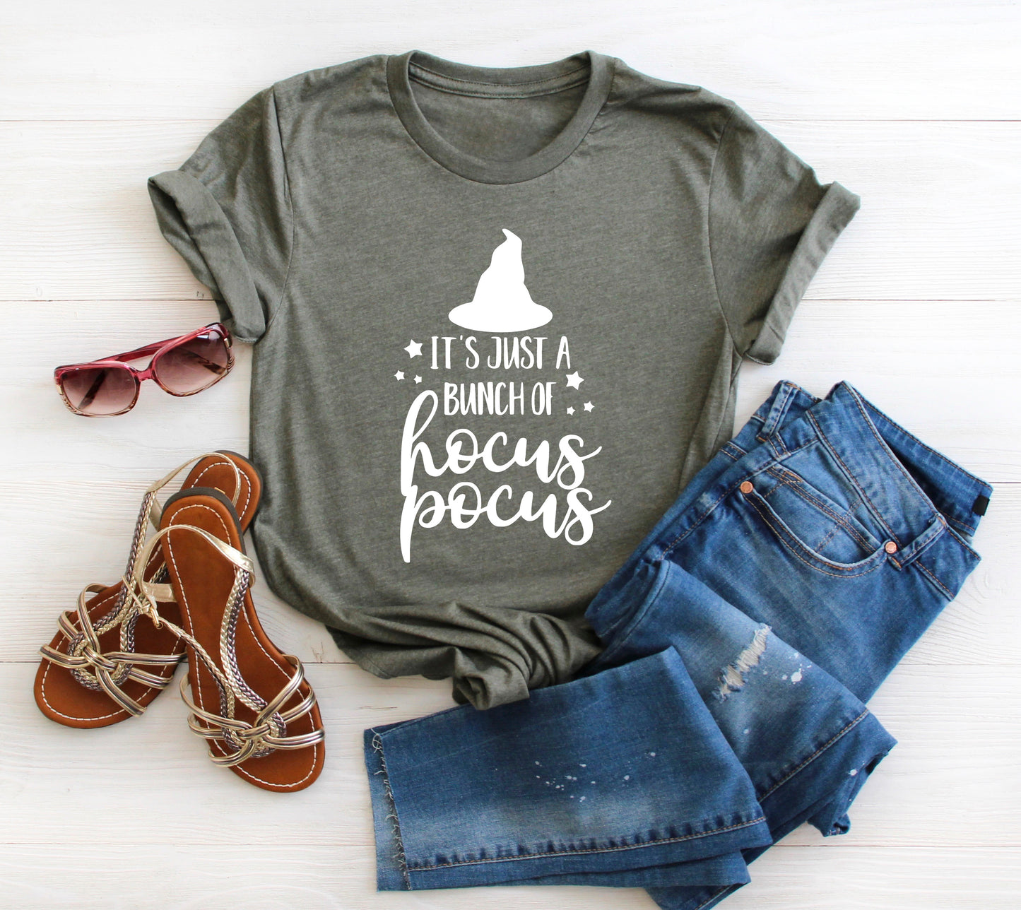 It's Just a Bunch of Hocus Pocus Halloween Collection Bella+Canvas Premium Graphic Tee