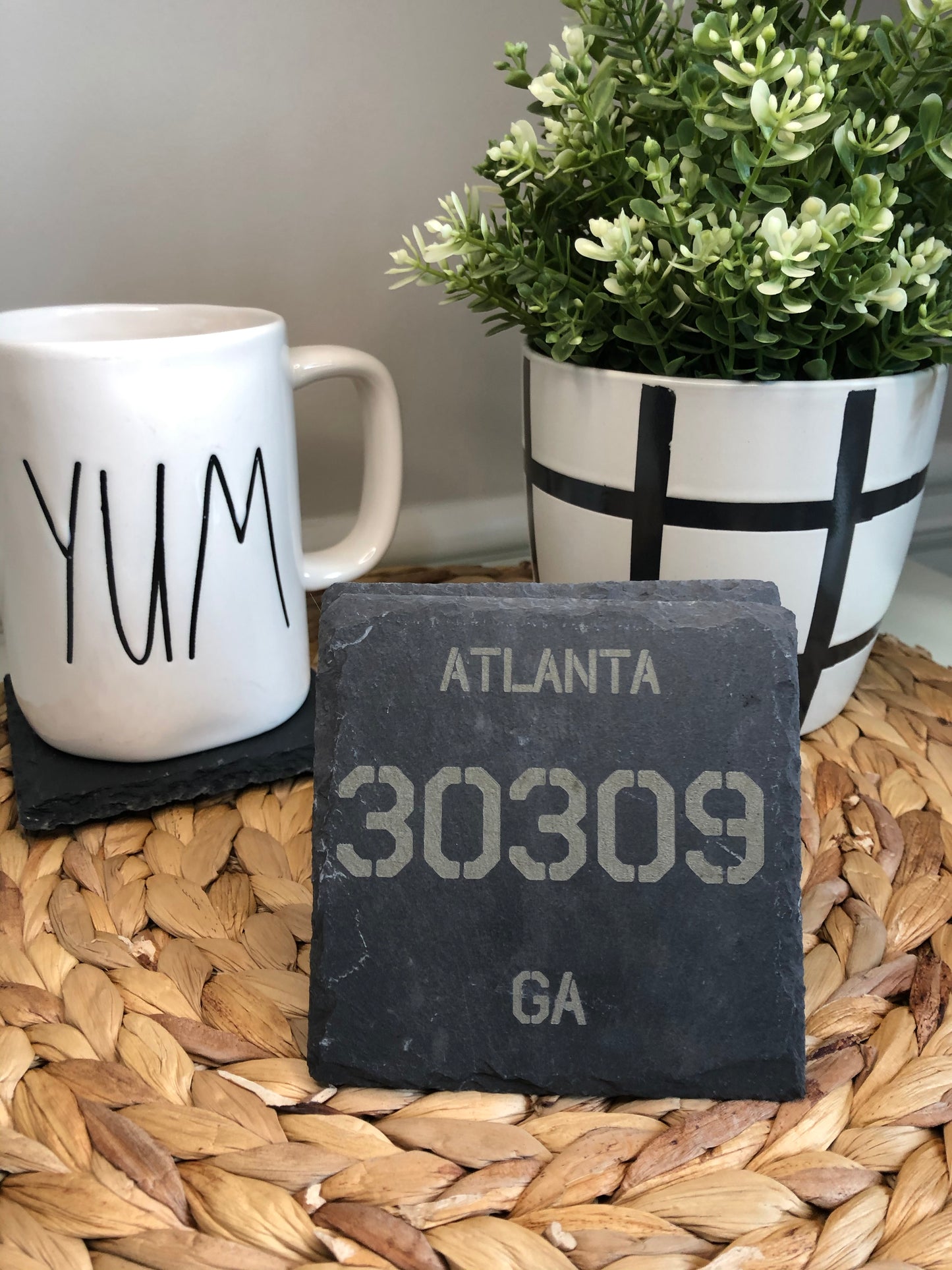 City and Zip Slate Coasters - Set of 4