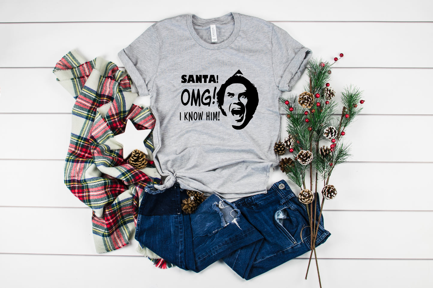 Santa! OMG! I know him! Christmas Collection Bella+Canvas Premium Graphic Tee