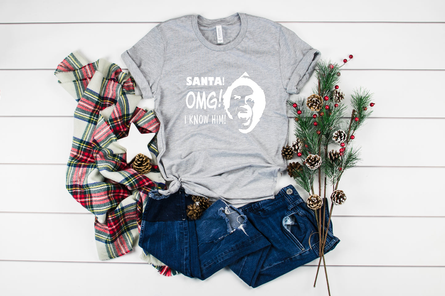 Santa! OMG! I know him! Christmas Collection Bella+Canvas Premium Graphic Tee