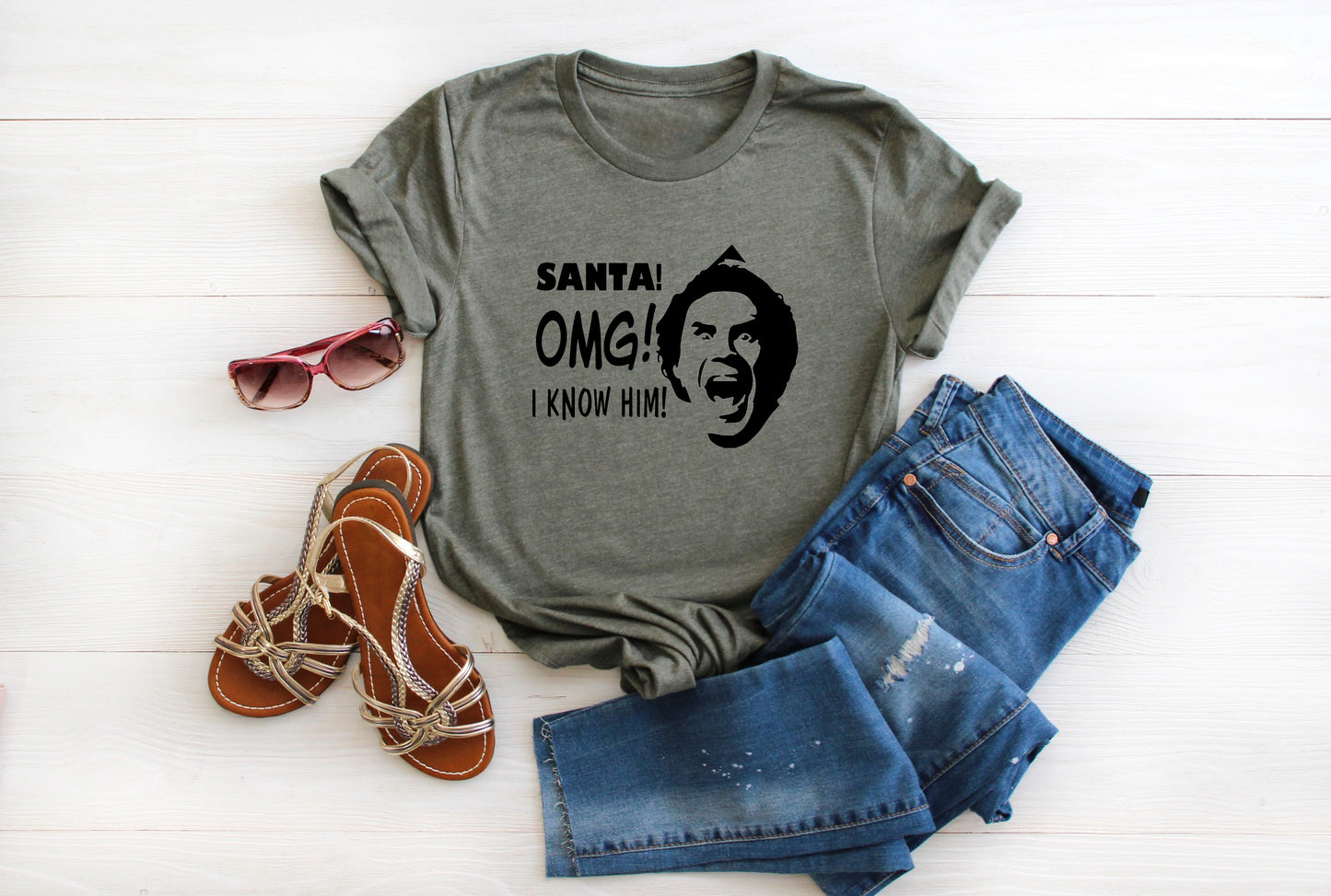 Santa! OMG! I know him! Christmas Collection Bella+Canvas Premium Graphic Tee