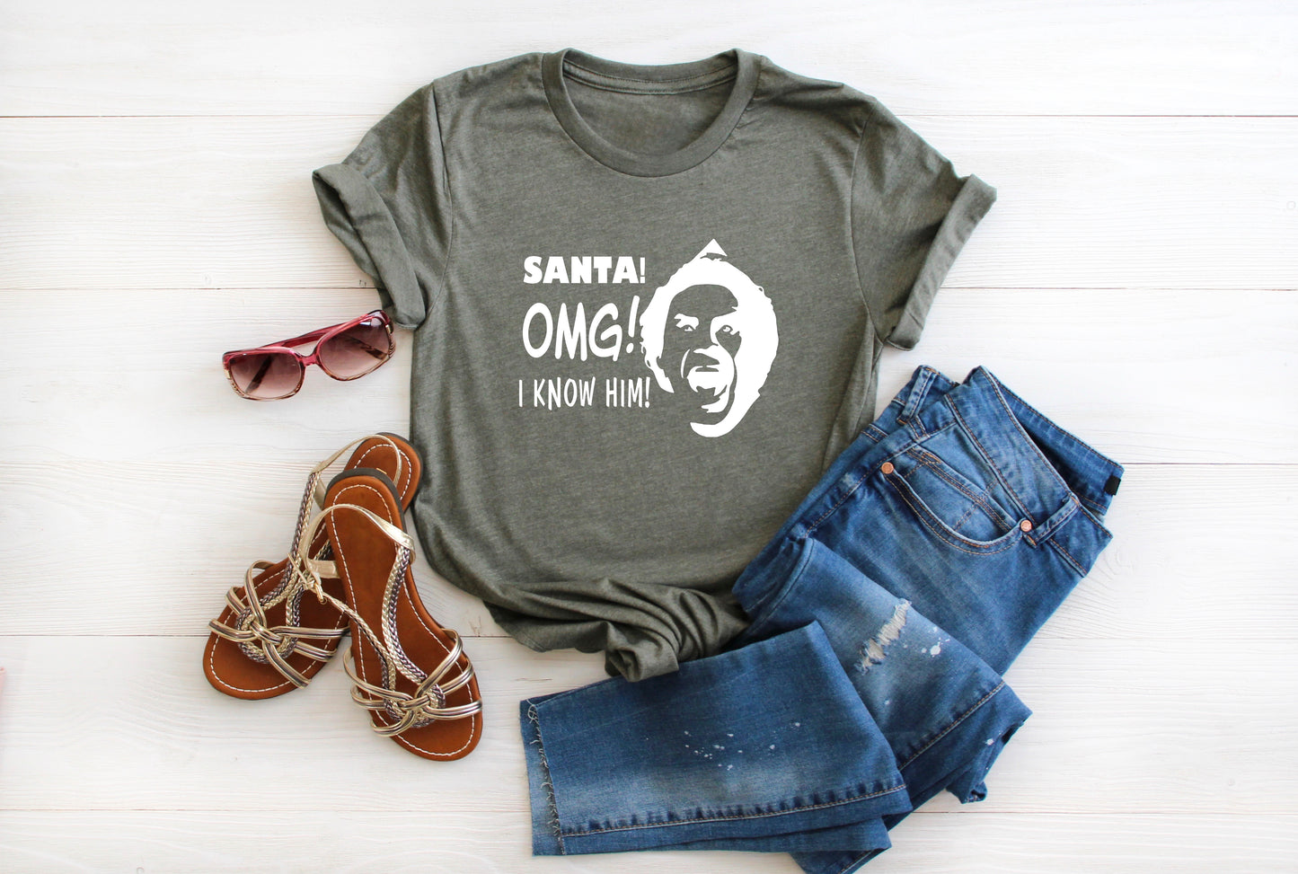 Santa! OMG! I know him! Christmas Collection Bella+Canvas Premium Graphic Tee