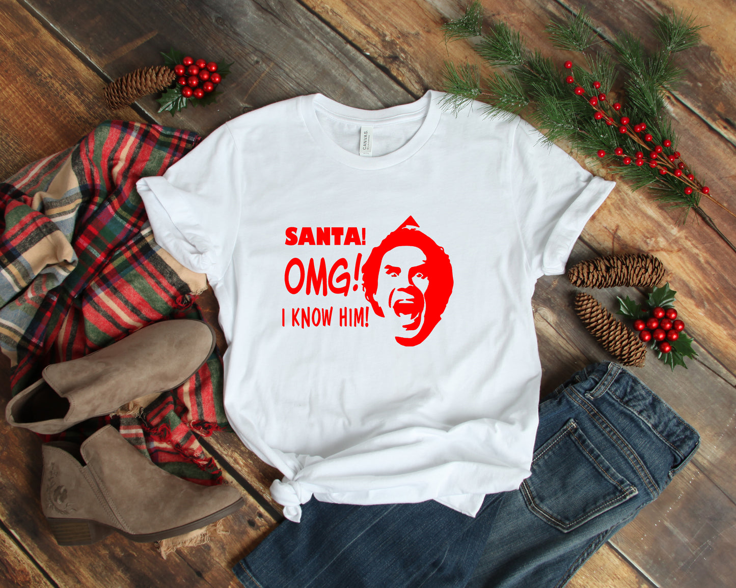 Santa! OMG! I know him! Christmas Collection Bella+Canvas Premium Graphic Tee