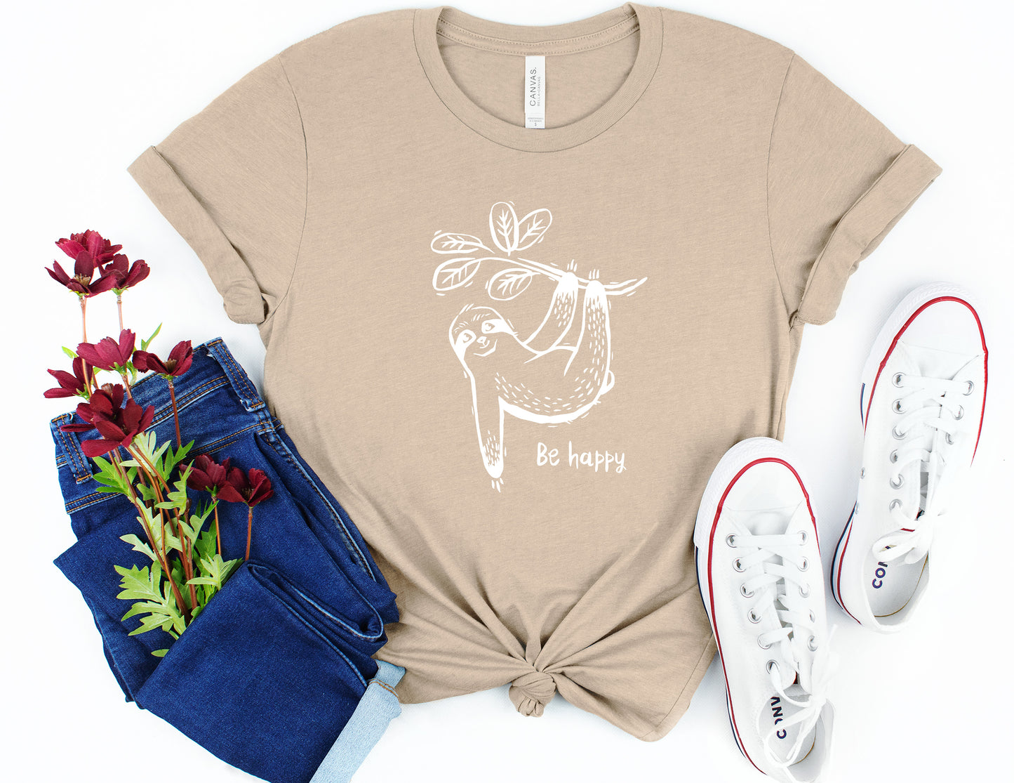 Happy Sloth Bella+Canvas Premium Graphic Tee