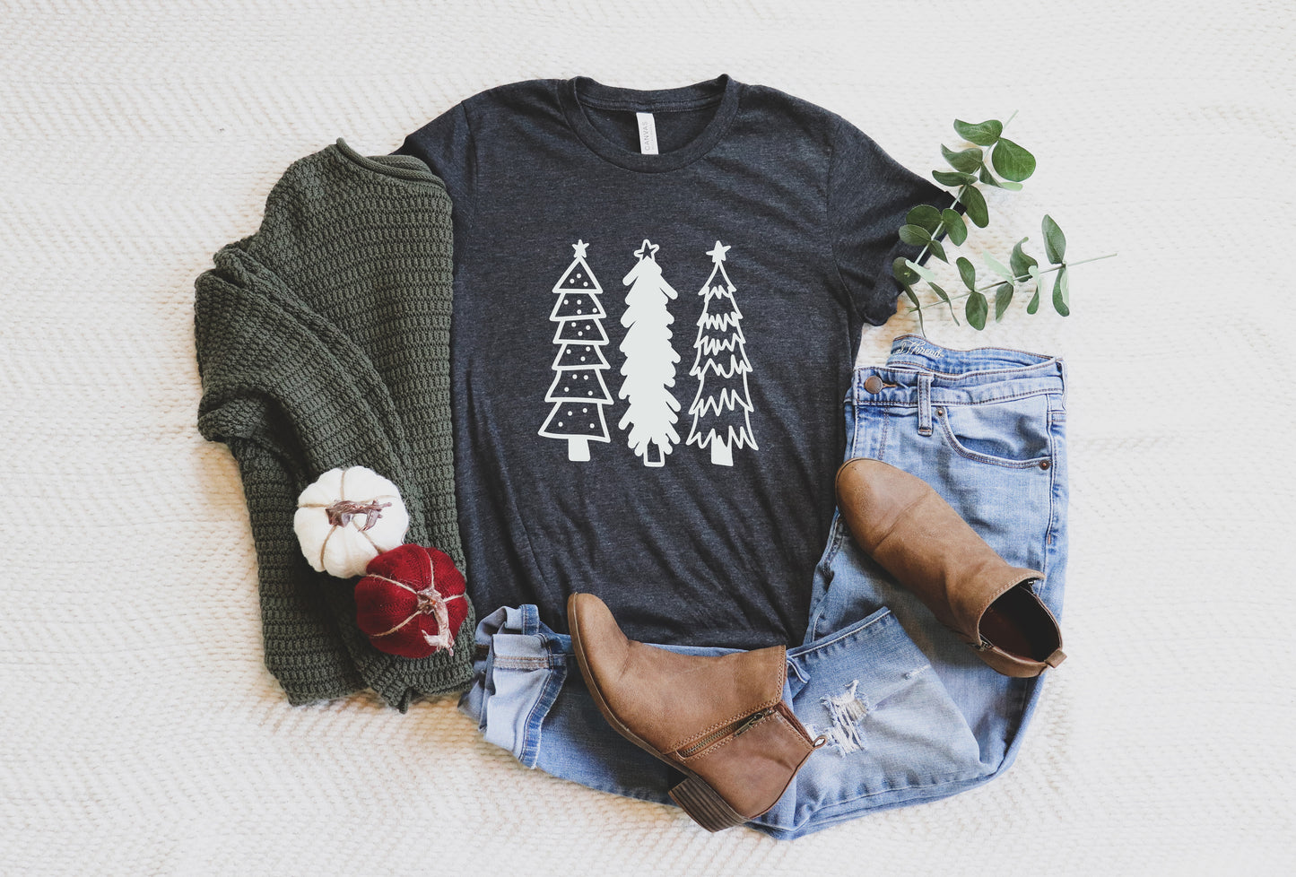 We Three Christmas Tree Christmas Collection Bella+Canvas Premium Graphic Tee