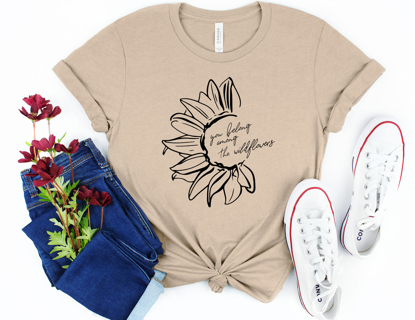 You Belong Among the Wildflowers Fall Collection Bella+Canvas Premium Graphic Tee
