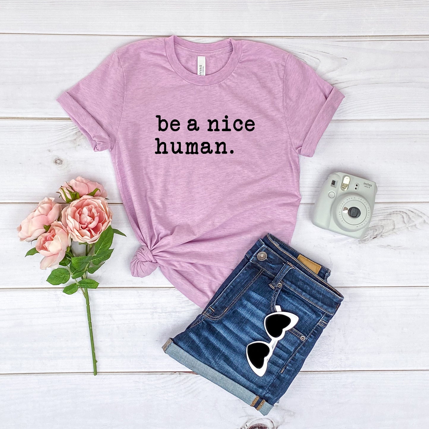 be a nice human. Bella+Canvas Premium Graphic Tee