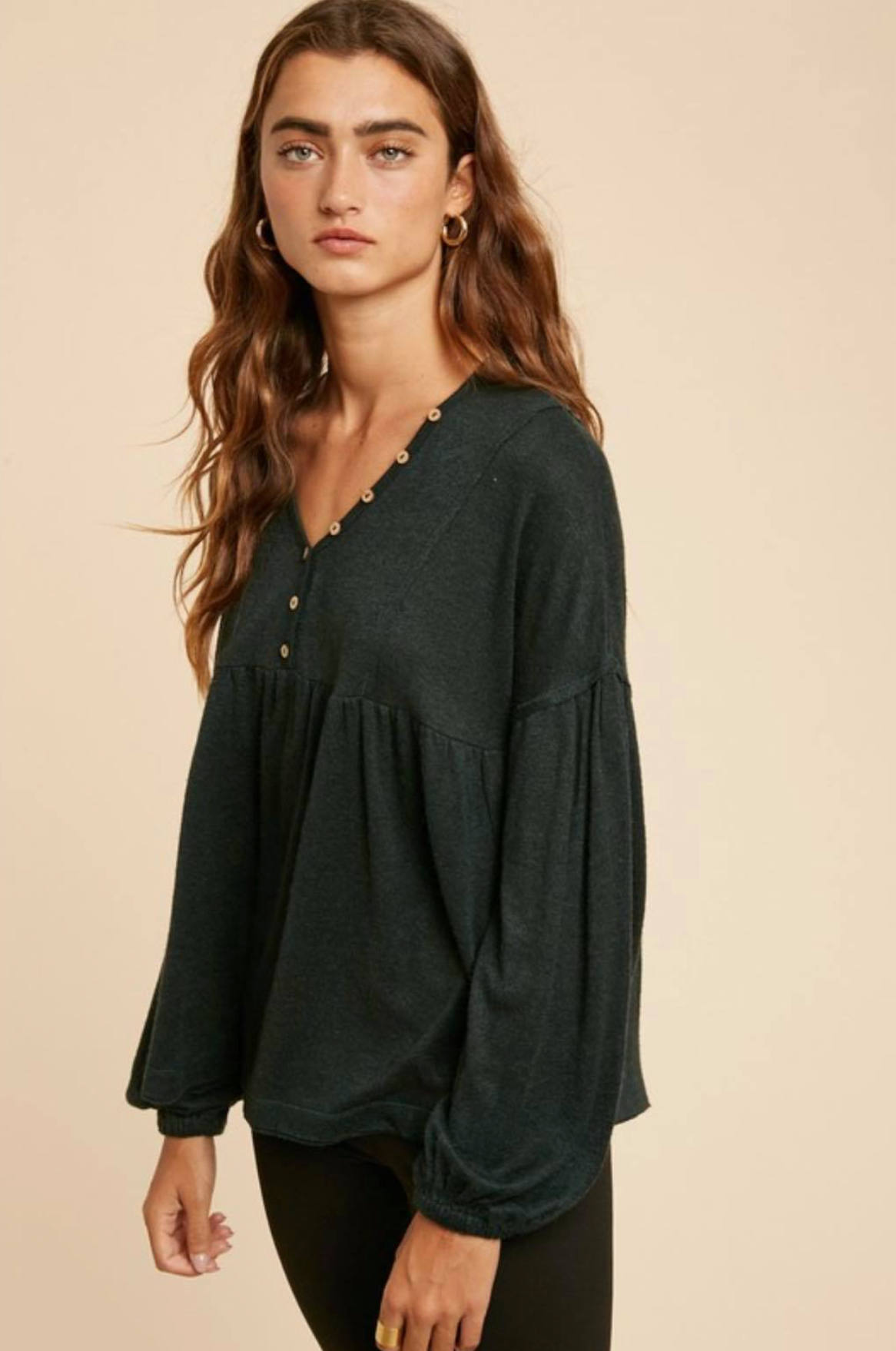 Isla Hunter Green Babydoll Blouse