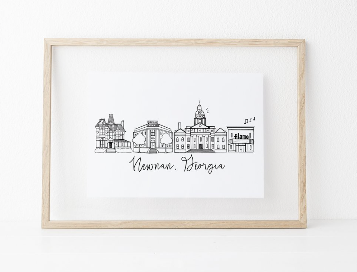 Newnan, GA Pen and Ink 8x10 Art Print by Natalie Kilgore