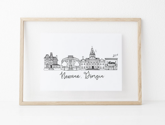 Newnan, GA Pen and Ink 8x10 Art Print by Natalie Kilgore