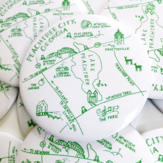 Peachtree City, GA Green Round Magnet by Natalie Kilgore