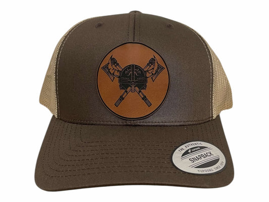 Crossed Viking Axes and Horned Helmet Snapback Trucker Hat