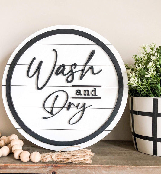 Wash and Dry Round Faux Shiplap Sign