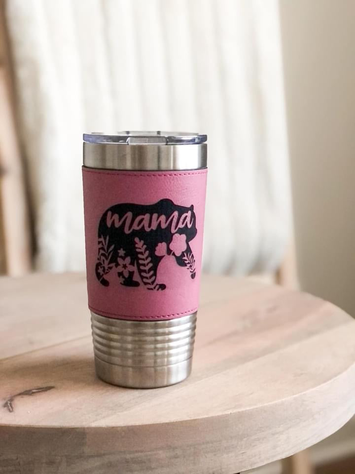 20 oz. Stainless Steel w/ Leatherette Personalized Tumbler