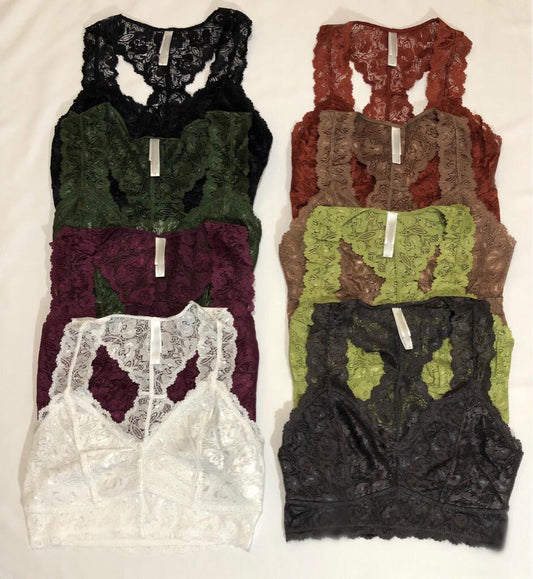 Flat lay of The Original Bralette all in different colors