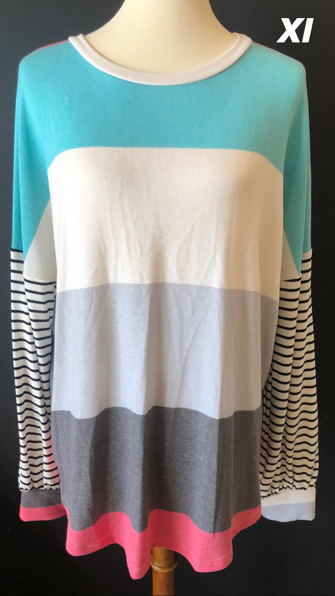 Veyda Multi-Stripe Knit Top
