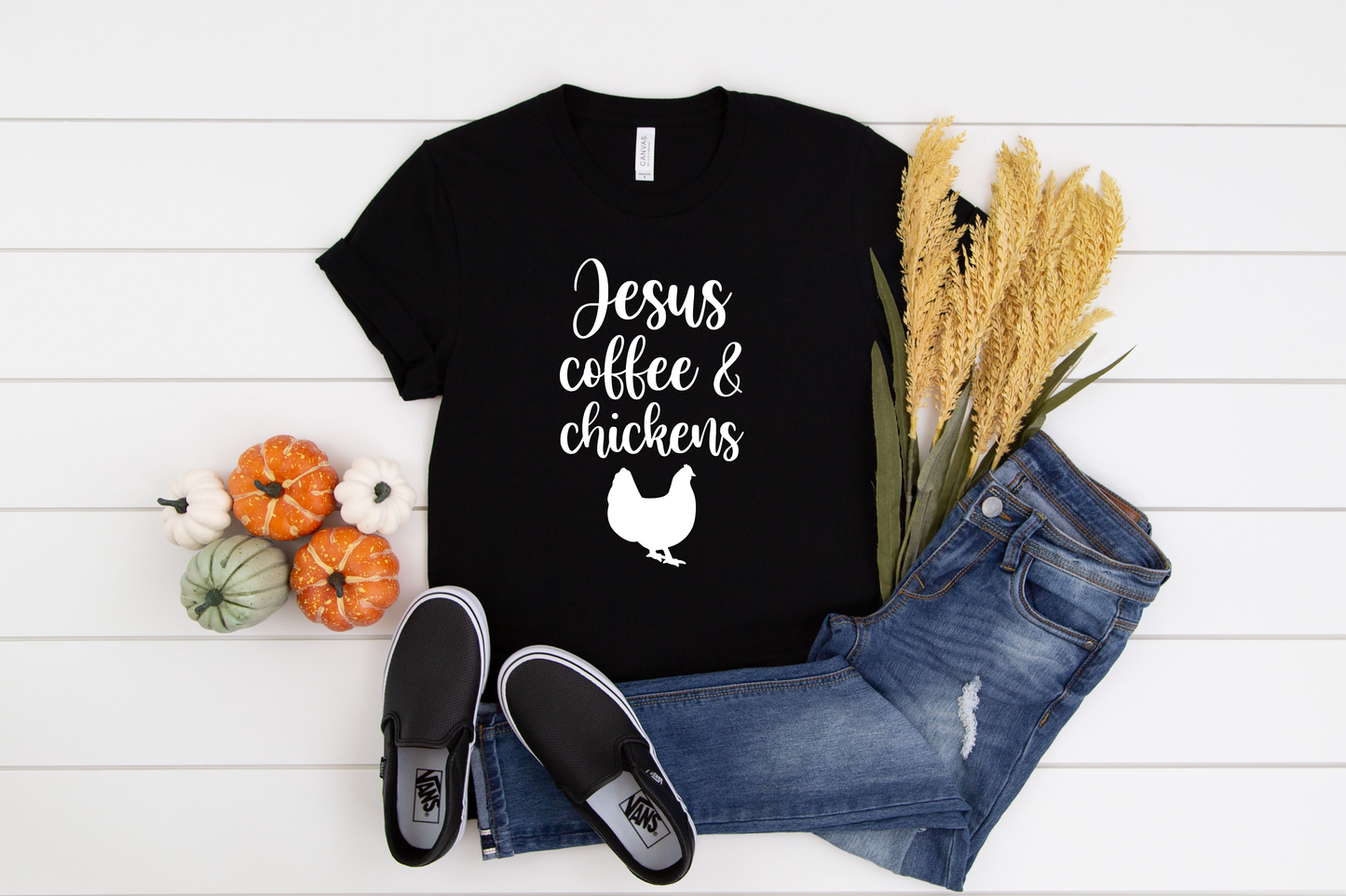 Jesus Coffee & Chickens Bella+Canvas Premium Graphic Tee