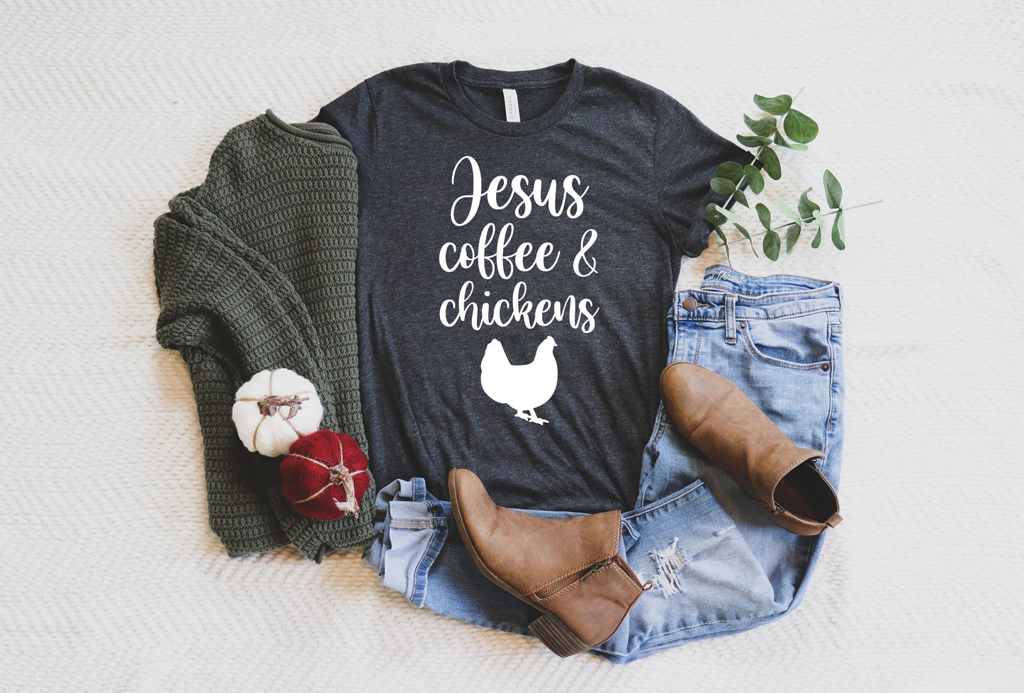 Jesus Coffee & Chickens Bella+Canvas Premium Graphic Tee