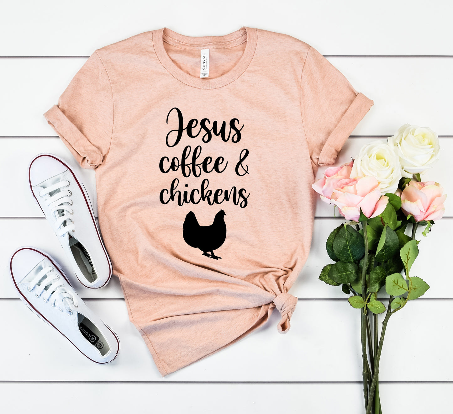 Jesus Coffee & Chickens Bella+Canvas Premium Graphic Tee
