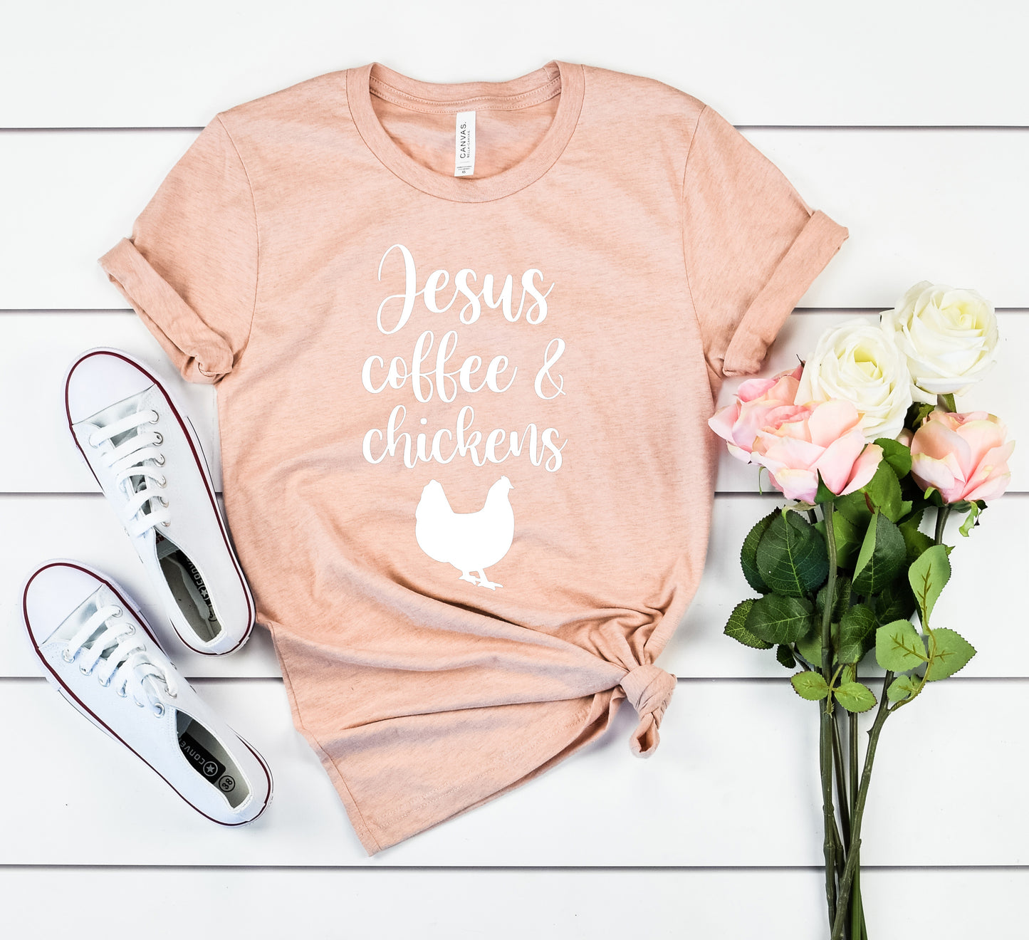 Jesus Coffee & Chickens Bella+Canvas Premium Graphic Tee