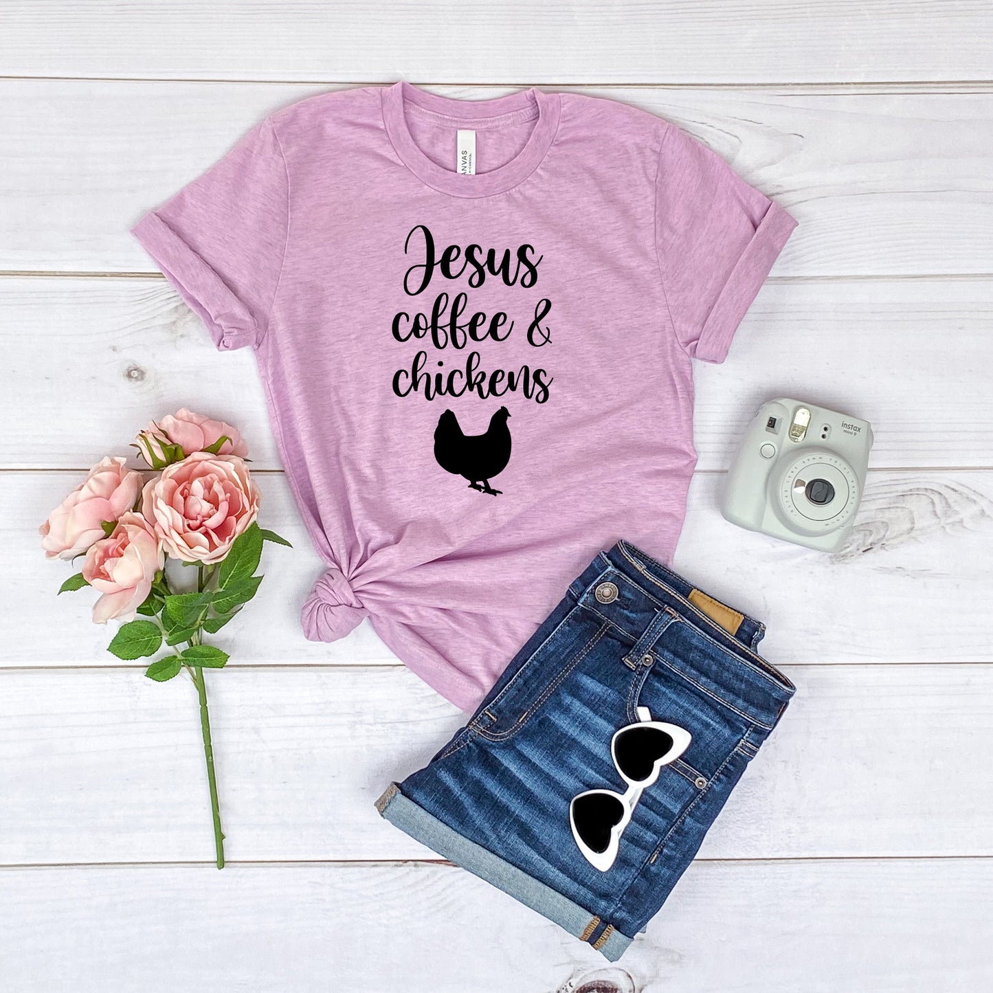 Jesus Coffee & Chickens Bella+Canvas Premium Graphic Tee
