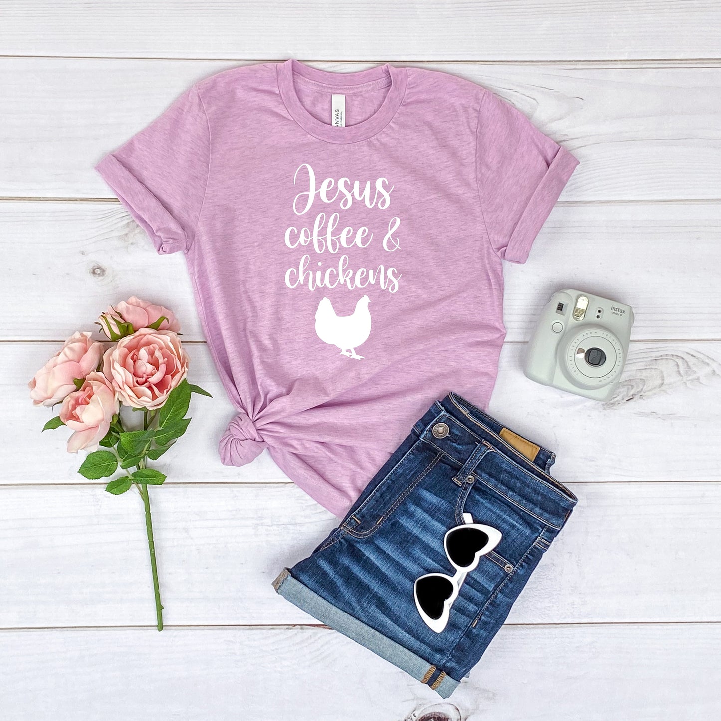 Jesus Coffee & Chickens Bella+Canvas Premium Graphic Tee