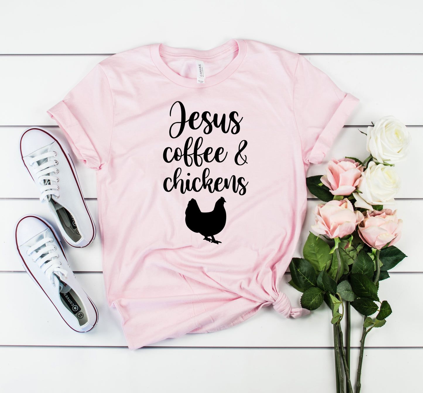 Jesus Coffee & Chickens Bella+Canvas Premium Graphic Tee