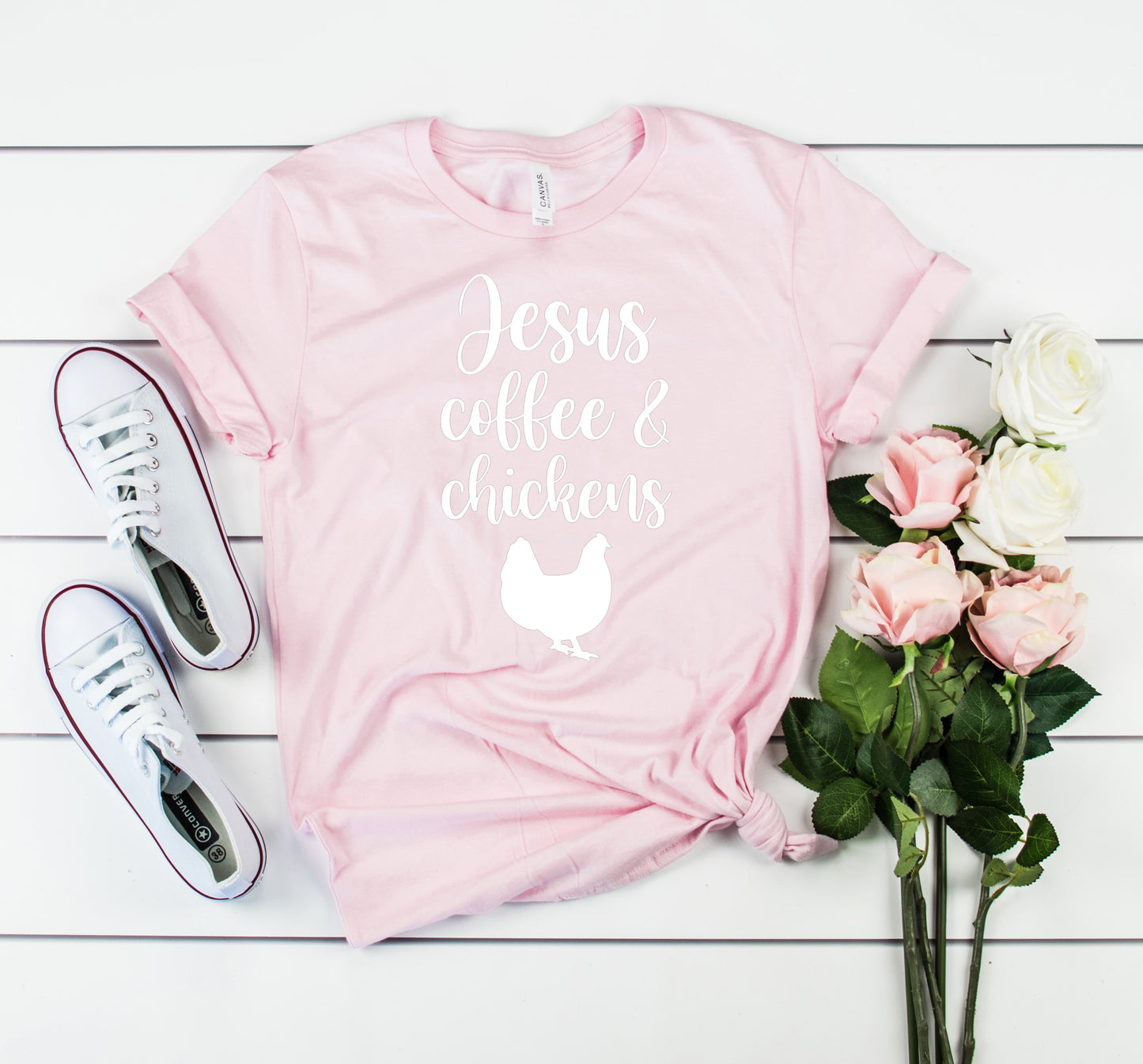 Jesus Coffee & Chickens Bella+Canvas Premium Graphic Tee
