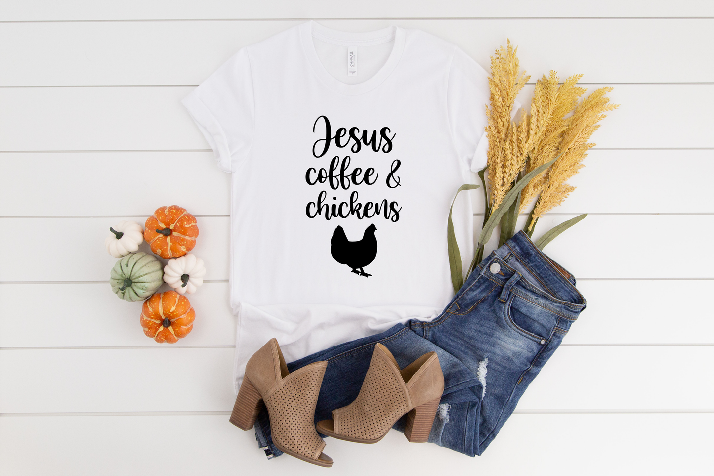 Jesus Coffee & Chickens Bella+Canvas Premium Graphic Tee
