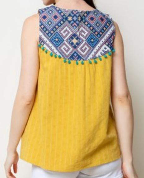 Billie Aztec Embroidered Top by THML
