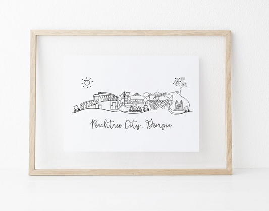 Peachtree City, GA Pen and Ink 8x10 Art Print by Natalie Kilgore