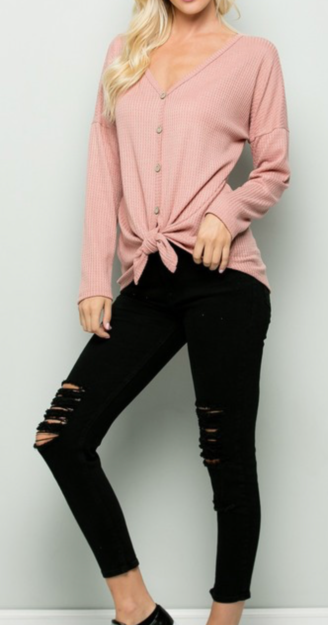Jersey Knit Top -  Dusty Rose