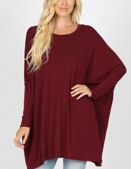 Dark Burgandy Oversized Poncho