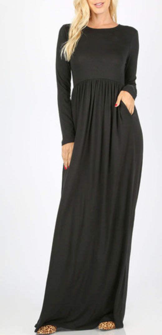 long black maxi dress