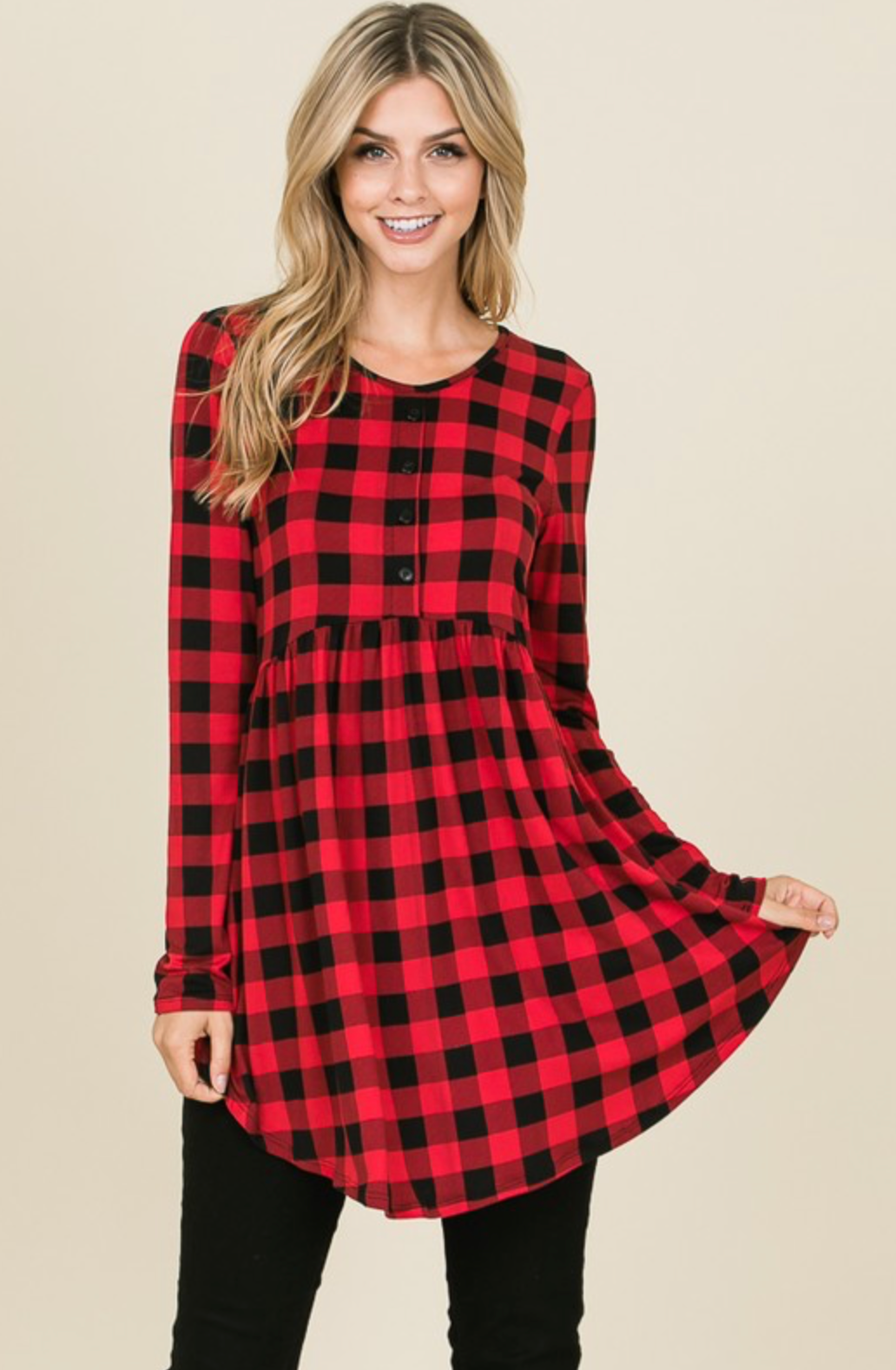 Buffalo Check Peplum Top