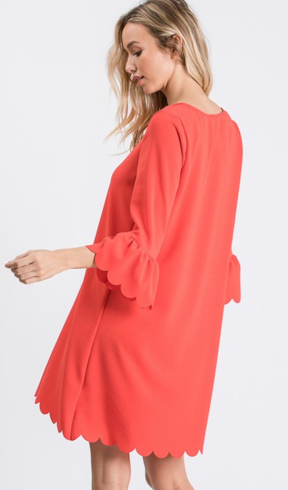Andrea Scallop Detail Crepe Dress